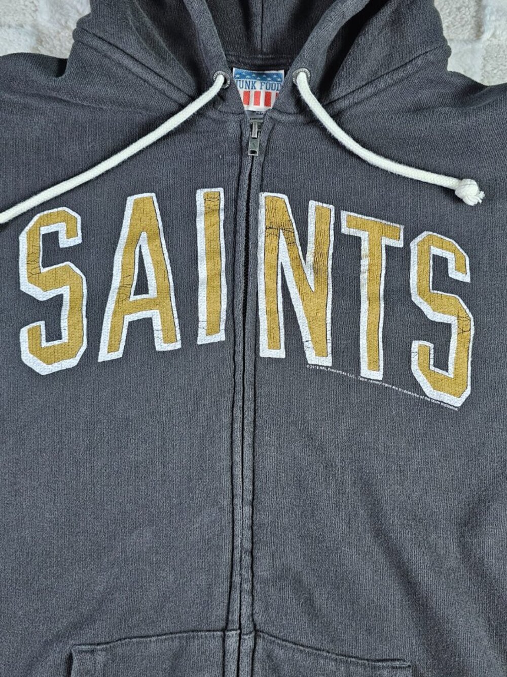 Junk Food New Orleans Saints Hoodie Jacket Mens Large L Full Zip Charcoal NFL - Picture 2 of 16